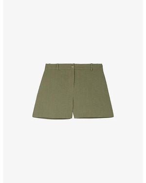 The Kooples Regular-Fit High-Rise Linen Shorts - Green