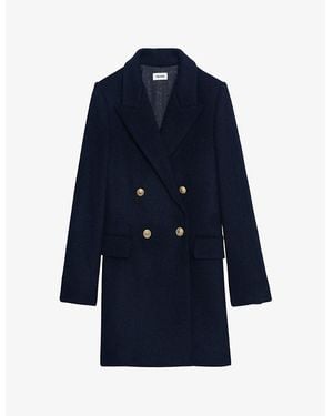 Zadig & Voltaire Miew Double-Breasted Wool-Blend Coat - Blue