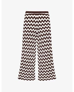 Maje Zig-Zag Flared Cotton-Crochet Trousers - White