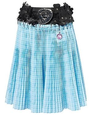 Chopova Lowena Harry Lambert For X Disney Fantasia Checked Pleated Knee-Length Skirt - Blue