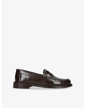 VINNY'S Yardee Moccasin Leather Loafers - Black