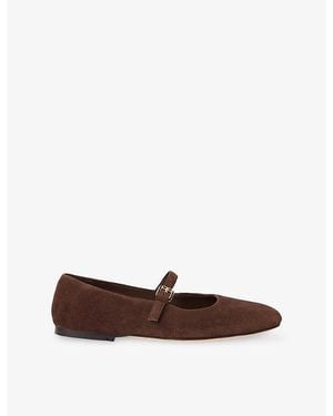 Whistles Square-Toe Suede Ballet Flats - Brown