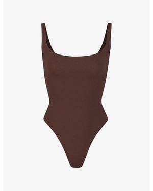 Skims Fits Everybody Square-Neck Bodysuit - Brown