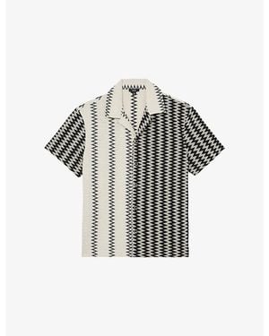 Reiss Dain Cuban-Collar Zig-Zag Crochet Shirt - Multicolor