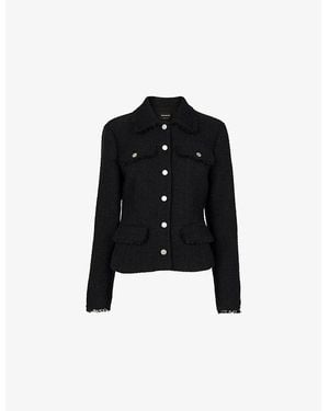 Whistles Lucie Button-Up Boucle Jacket - Black