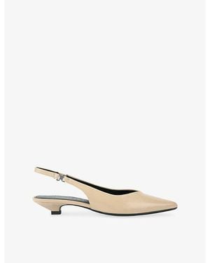 KG by Kurt Geiger Agatha Faux-Leather Kitten-Heel Slingback Courts - Natural