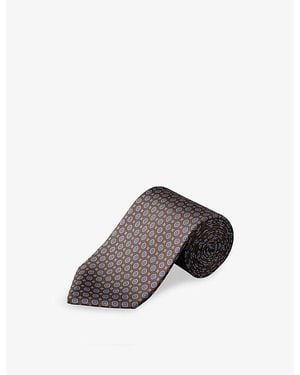 Eton Medallion-Print Silk Tie - Grey
