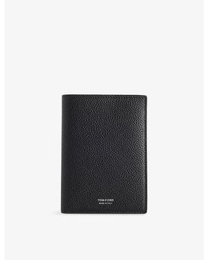 Tom Ford T Line Leather Passport Holder - Black