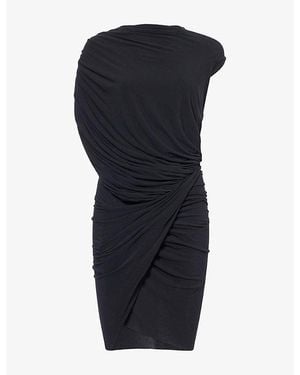 Rick Owens Ares Draped Jersey Midi Dress - Black