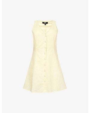 PAIGE Raye Button-Up Linen-Blend Mini Dress - Natural
