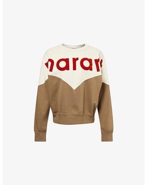 Isabel Marant Houston Flocked-Logo Cotton-Blend Sweatshirt - Pink