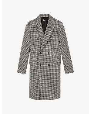 The Kooples Dogtooth Double-Breasted Wool Coat - Grey