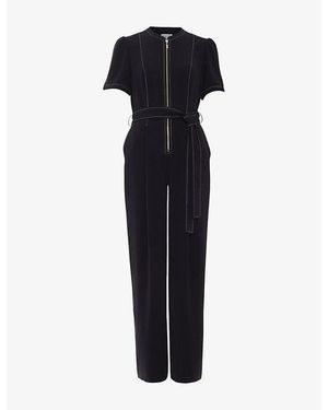 Phase Eight Alix Contrast-Stitch Woven Jumpsuit - Black