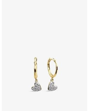 Monica Vinader Mini Heart 14Ct- And Pavé-Set Diamond Huggie Earrings - Metallic