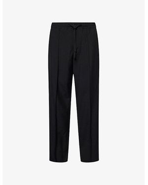 Valentino Garavani Drawstring Tapered-Leg Wool Pants - Black