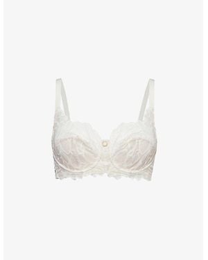 Panache Allure Wired Floral-Lace Bra - White
