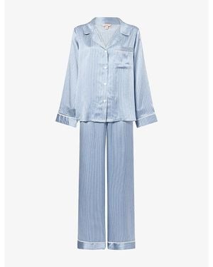 Eberjey Inez Washable Long Silk Pyjama Set - Blue