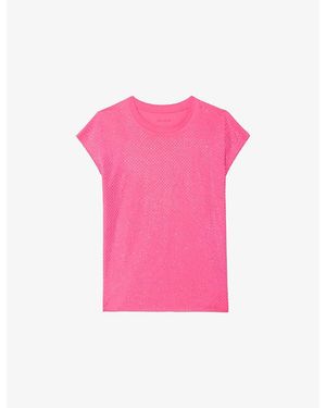 Zadig & Voltaire Cloe Rhinestone-Embellished Cotton-Jersey Tank Top - Pink