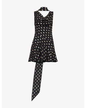 Never Fully Dressed Sophie Cowl-Neck Crepe Mini Dress - Black
