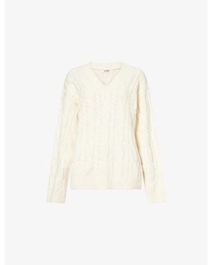 4th & Reckless Jordan Cable Knit Cotton Sweater - White