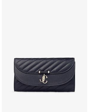 Jimmy Choo Curve Leather Wallet-On-Chain - Blue