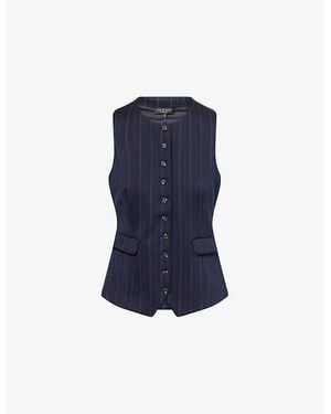 Rag & Bone Irina Ponte Striped Stretch-Woven Vest - Blue