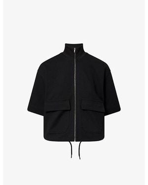 ME+EM Luxe Travel Layering Short-Sleeves Stretch-Woven Jacket - Black