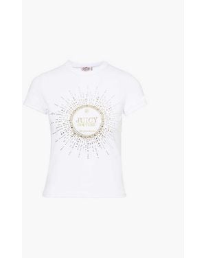 Juicy Couture Heritage Crown Rhinestone-Embellished Cotton-Jersey T-Shirt - White