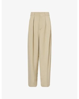 Victoria Beckham Pleated Tailored Woven Trousers - Natural
