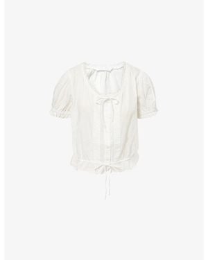 Mother The Love Letter Short-Sleeve Cotton Top - White