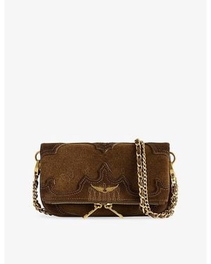Zadig & Voltaire Rock Nano Mini Suede Western Clutch Bag - Brown