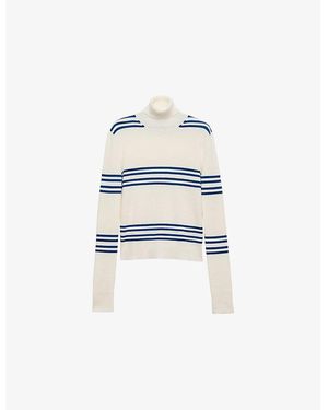 Prada Stripe-Print Turtleneck Wool Jumper - Blue