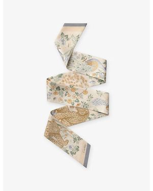 Cartier Blooming Panthère Bandeau Printed Silk-Twill Scarf - White