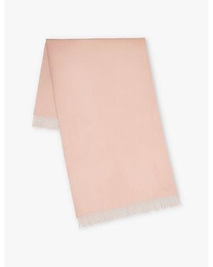 Mulberry Solid Logo-Embroidered Merino-Wool Scarf - Pink