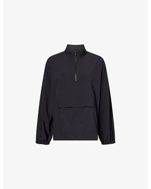 Sisterly Tribe Softflow Funnel-Neck Stretch-Woven Jacket - Blue