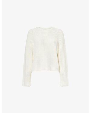 ME+EM Chunky-Knit Raglan-Sleeve Cotton Jumper - White