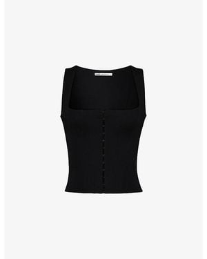House Of Cb The Balconette Woven Corset Top Xs (A-C Cup) - Black