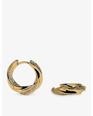 Astrid & Miyu Cosmic Twist Medium 14Ct- Plated Brass And Cubic Zirconia Hoops - Metallic