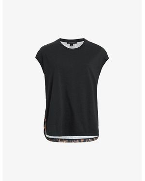 AllSaints Kalma Leopard-Print Organic-Cotton Top - Black