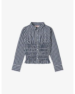 OMNES Issy Checked Cotton Shirt - Blue