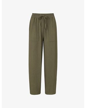 Whistles Tie-Waist Straight-Leg Woven Trousers - Green
