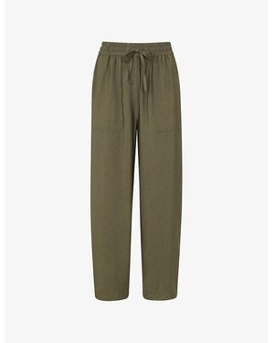 Whistles Tie-Waist Straight-Leg Woven Trousers - Green