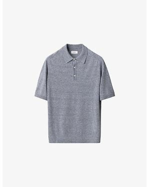 Eton Raglan-Sleeve Regular-Fit Linen And Cotton-Blend Knitted Polo Shirt - Blue