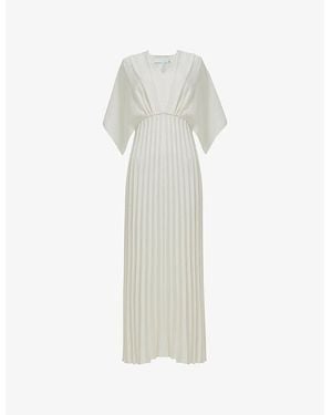 eem Pleated Short-Sleeve Woven Maxi Dress - White