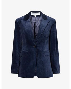 Veronica Beard Livvy Peak-Lapel Corduroy Jacket - Blue