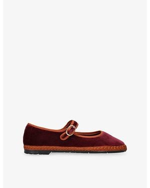 Flabelus Tybalt Velvet Mary-Jane Flats - Red