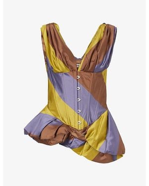 STAUD Fabianne Corset Silk Top - Multicolor