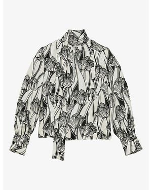Reiss Kennedy Floral Woven Blouse - Black