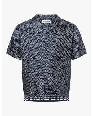 Orlebar Brown Maitan Graphic-Pattern Silk Shirt - Blue