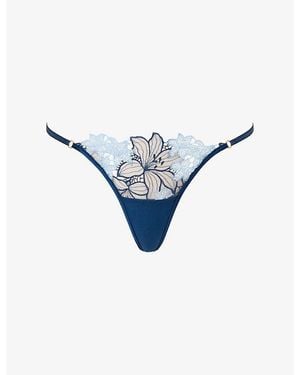 Bluebella Calantha Floral-Lace Thong - Blue